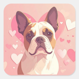 Autocollant d'amour de Bouledogue Français mignon