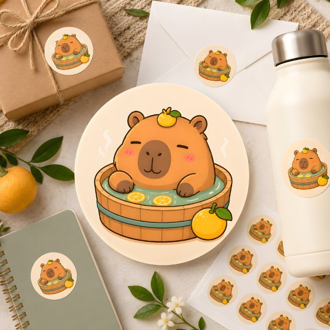 Autocollant d'animal mignon Capybara Yuzu Spa Kawa (Créateur téléchargé)