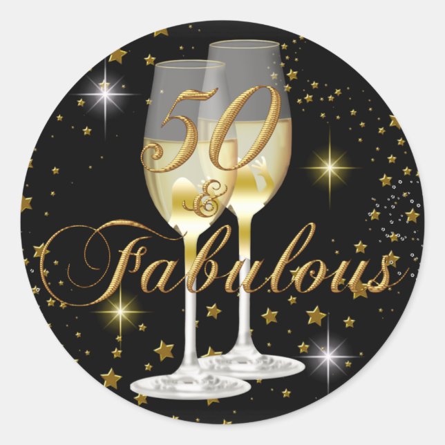 Autocollant d'anniversaire 50 ans et Fabuleux Étin (Devant)