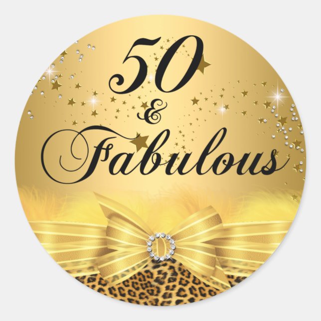 Autocollant d'anniversaire 50 & Fabuleux à Imprime (Devant)