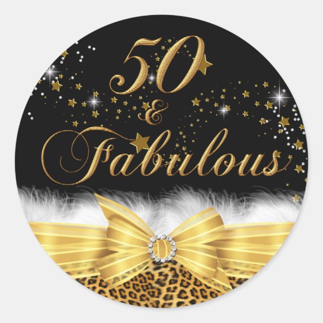 Autocollant d'anniversaire 50 & Fabuleux Imprimé l (Devant)