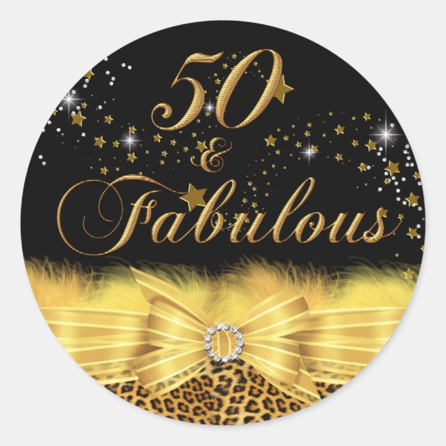 Autocollant d'anniversaire 50 & Fabuleux Imprimé l (Devant)
