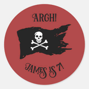 Autocollant d'anniversaire "Argh!" avec drapeau de