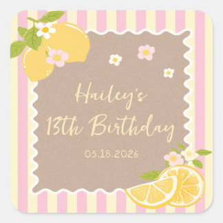 Autocollant d'anniversaire citron frais rose et ja
