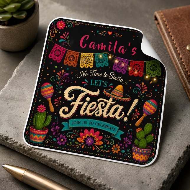 Autocollant d'anniversaire Coloré Fiesta pour Fill (Créateur téléchargé)