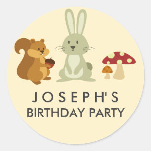 Autocollant d'anniversaire d'amis de la forêt