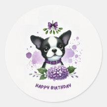 autocollant d'anniversaire de Boston terrier