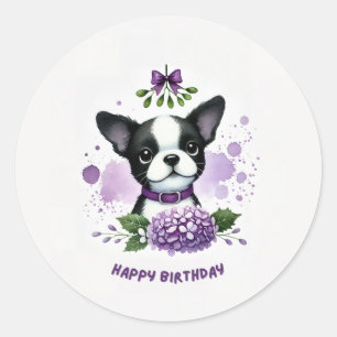 autocollant d'anniversaire de Boston terrier