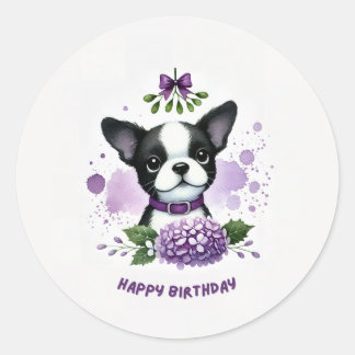 autocollant d'anniversaire de Boston terrier