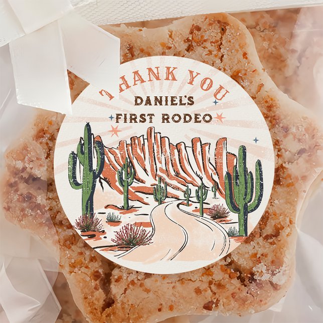 Autocollant d'anniversaire de cowboy du pays occid (Créateur téléchargé)