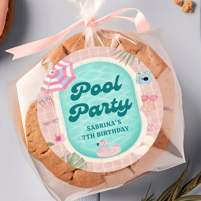 Autocollant d'anniversaire de fête au bord de la p (Créateur téléchargé)