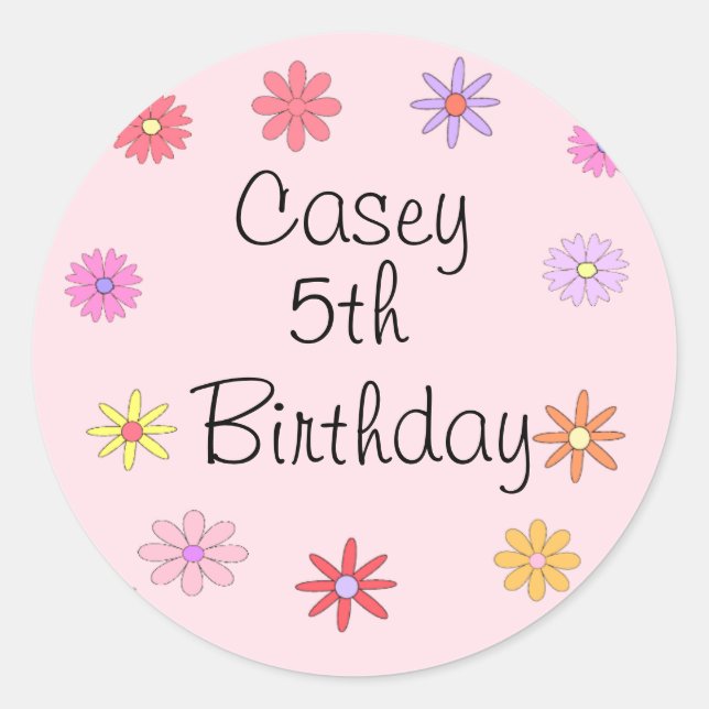 Autocollant d'anniversaire de fleurs (Devant)