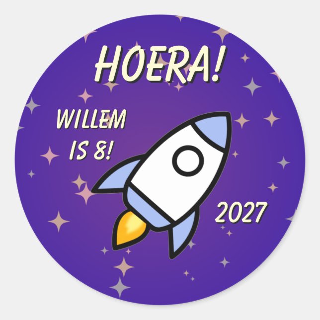 Autocollant d'anniversaire de fusée d'astronaute b (Devant)