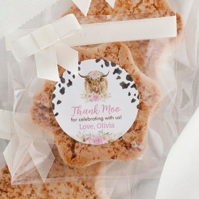 Autocollant d'anniversaire de la vache Highland Ét (Créateur téléchargé)