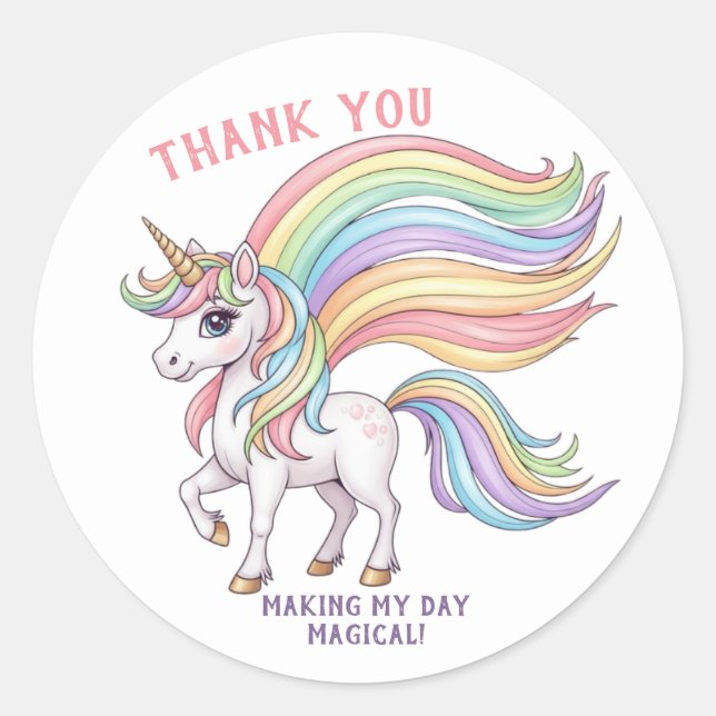 Autocollant d'anniversaire de Licorne Magique | Ét (Devant)