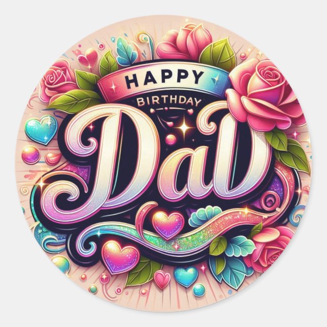 Autocollant d'anniversaire de Papa (Devant)