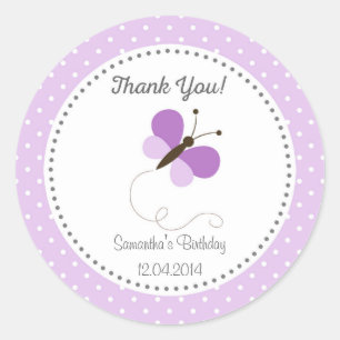 Autocollant d'anniversaire de papillon violet