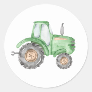 Autocollant d'anniversaire du tracteur vert