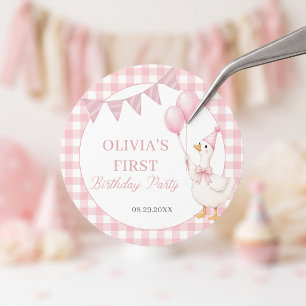 Autocollant d'anniversaire Fille en vichy rose Sil