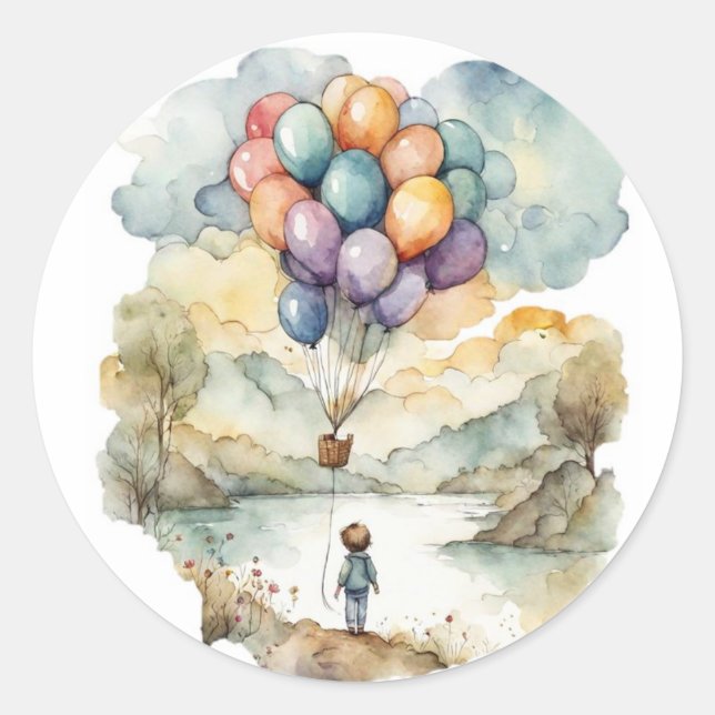 Autocollant d'anniversaire haut, haut et loin (Devant)