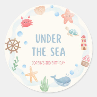 Autocollant d'anniversaire nautique sous la mer
