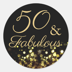 Autocollant d'anniversaire noir et or 50 ans et fa