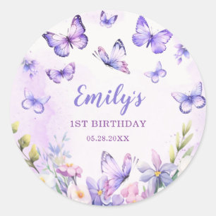 Autocollant d'anniversaire papillon floral