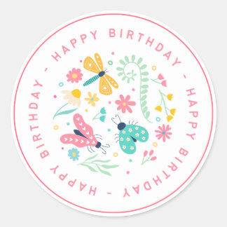 Autocollant d'anniversaire Papillon Mignon : Le Bl