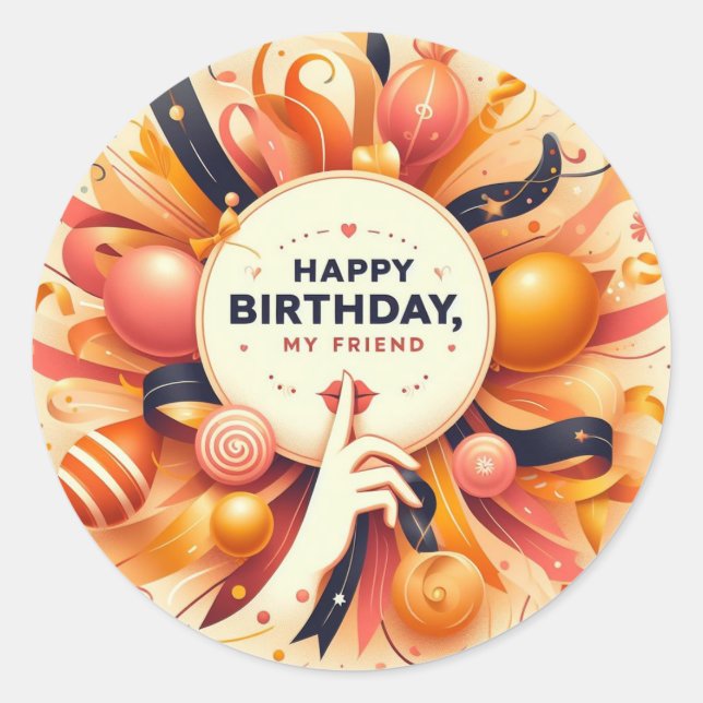 Autocollant d'anniversaire pour meilleur ami (Devant)