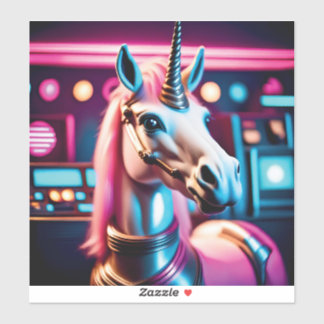 Autocollant d'anniversaire Retro Pink Space