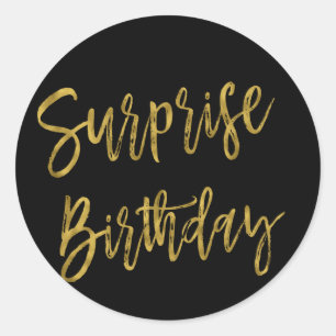 Autocollant d'anniversaire surprise Gold Foil