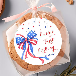 Autocollant d'anniversaire thème 4 juillet américa