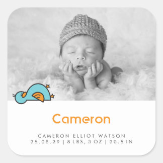 Autocollant d'annonce de naissance de bébé caneton