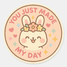 Autocollant d'appréciation de lapin heureux