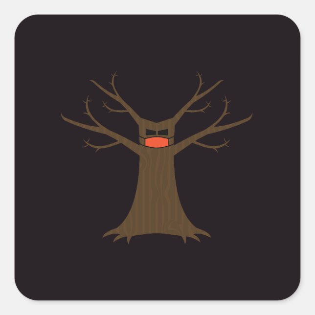 Autocollant d'arbre effrayant portant un masque fa (Devant)