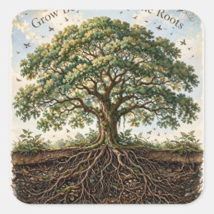 Autocollant d'arbre "Grandir au-delà, garder les r