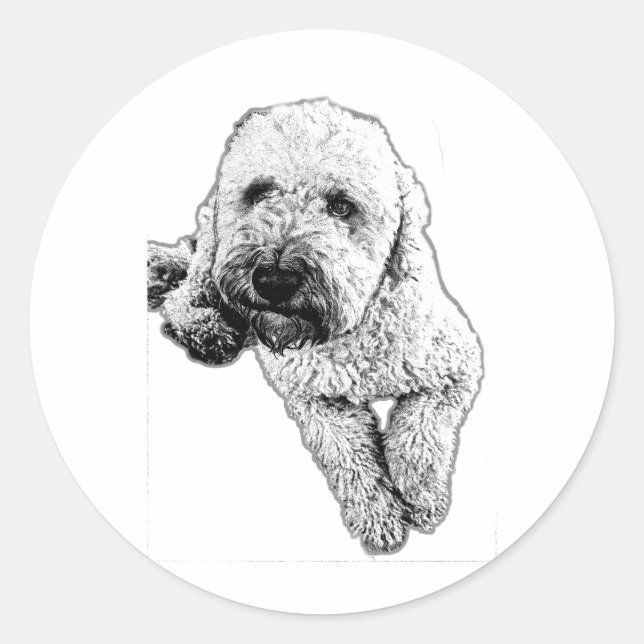 Autocollant d'art à l'encre de chiot Lagotto réali (Devant)
