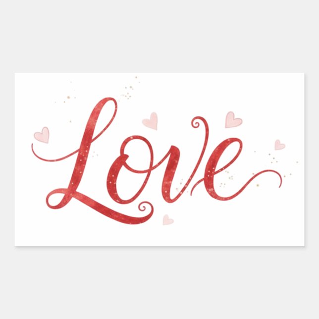 Autocollant d'art avec lettrage d'amour rouge et c (Devant)