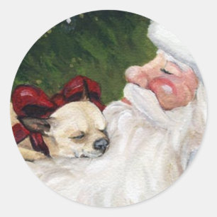 Autocollant d'art de chiwawa et de père noël