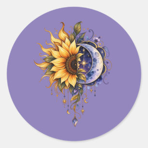 Autocollant d'art de fleur de soleil et de lune cé
