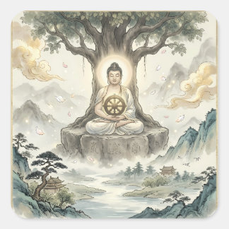 Autocollant d'art de méditation de Gautam Bouddh -