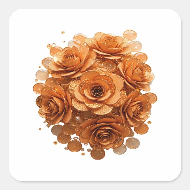 Autocollant d'art en argent attirant ROSES DORÉES (Devant)