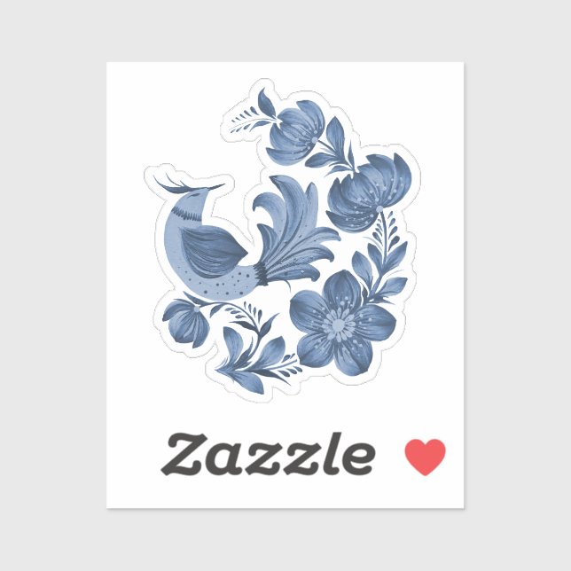 Autocollant d'art floral Blue Bird (Feuille)