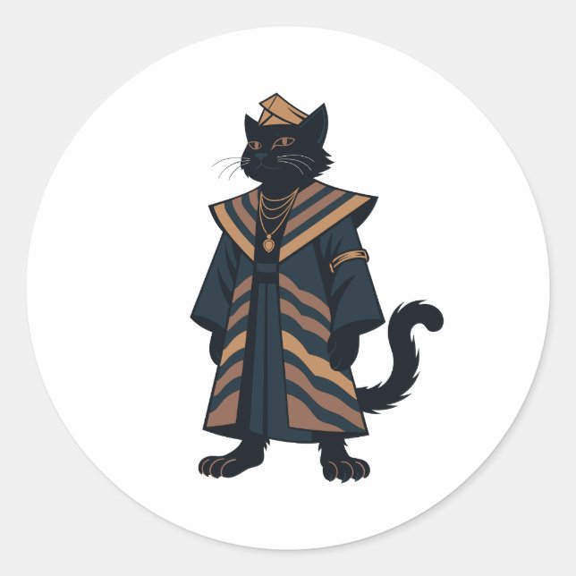 Autocollant d'art populaire Pharaon Chat Noir (Devant)