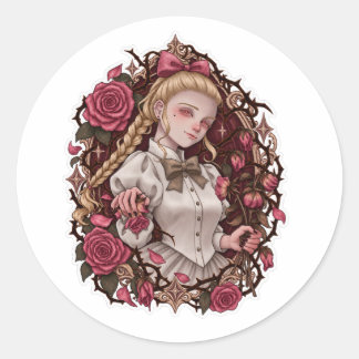 Autocollant d'art symbolique gothique rose flétrie