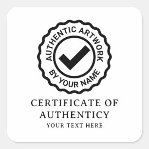 Autocollant d'artiste personnalisé Certificat d'Au