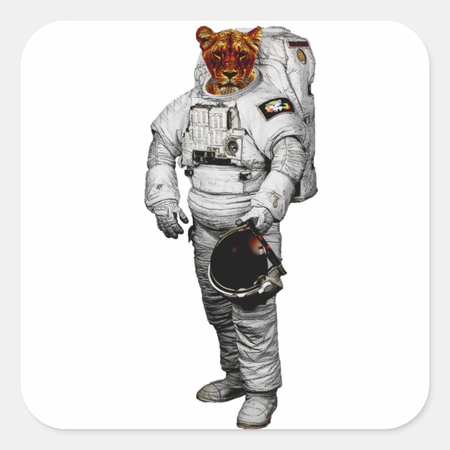 Autocollant d'astronaute Tigre (Devant)