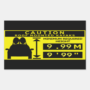 Autocollant d'avertissement de taille de kayak