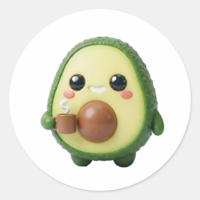 Autocollant de Avocat 3D Mignon Kawaii (Devant)