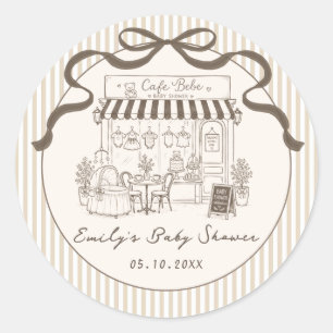 Autocollant de Baby Shower à l'arc Café Bébé sans